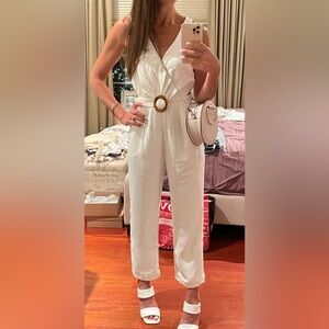 Wayf White Cropped Jumpsuit